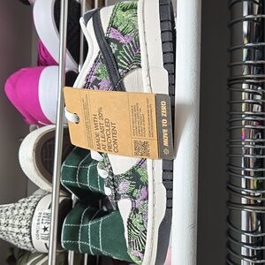Nike Women's Dunk Low Floral Tapestry Sneakers - Black, Green, Purple